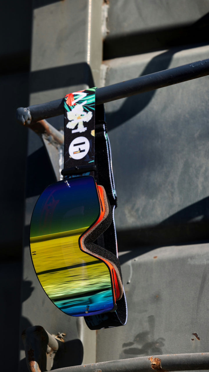 [GGAGGONG] マステ Tropical Steel Blue Tropical Leaves Neck Gaiter Face Mask | Deco Slides